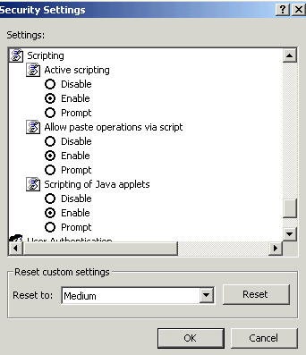 security settings example