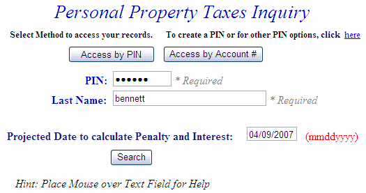Search by PIN example
