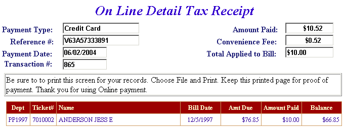 Receipt example