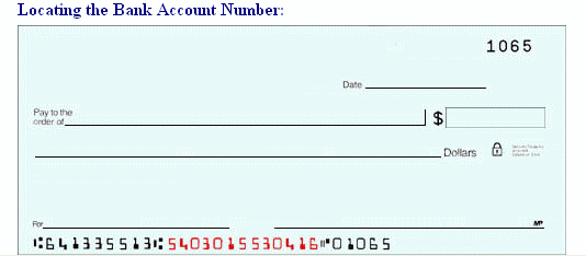 Bank account number example