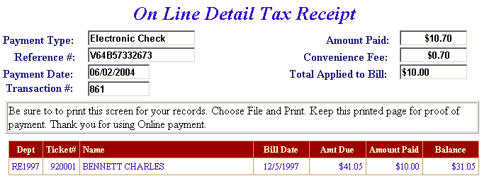 Receipt example